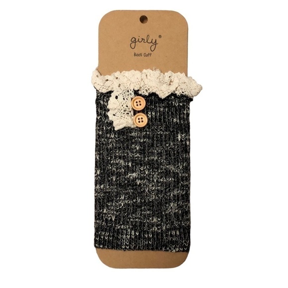 New with Tags Chunky Knit Boot Cuffs with Lace Trim and Buttons - Picture 3 of 12